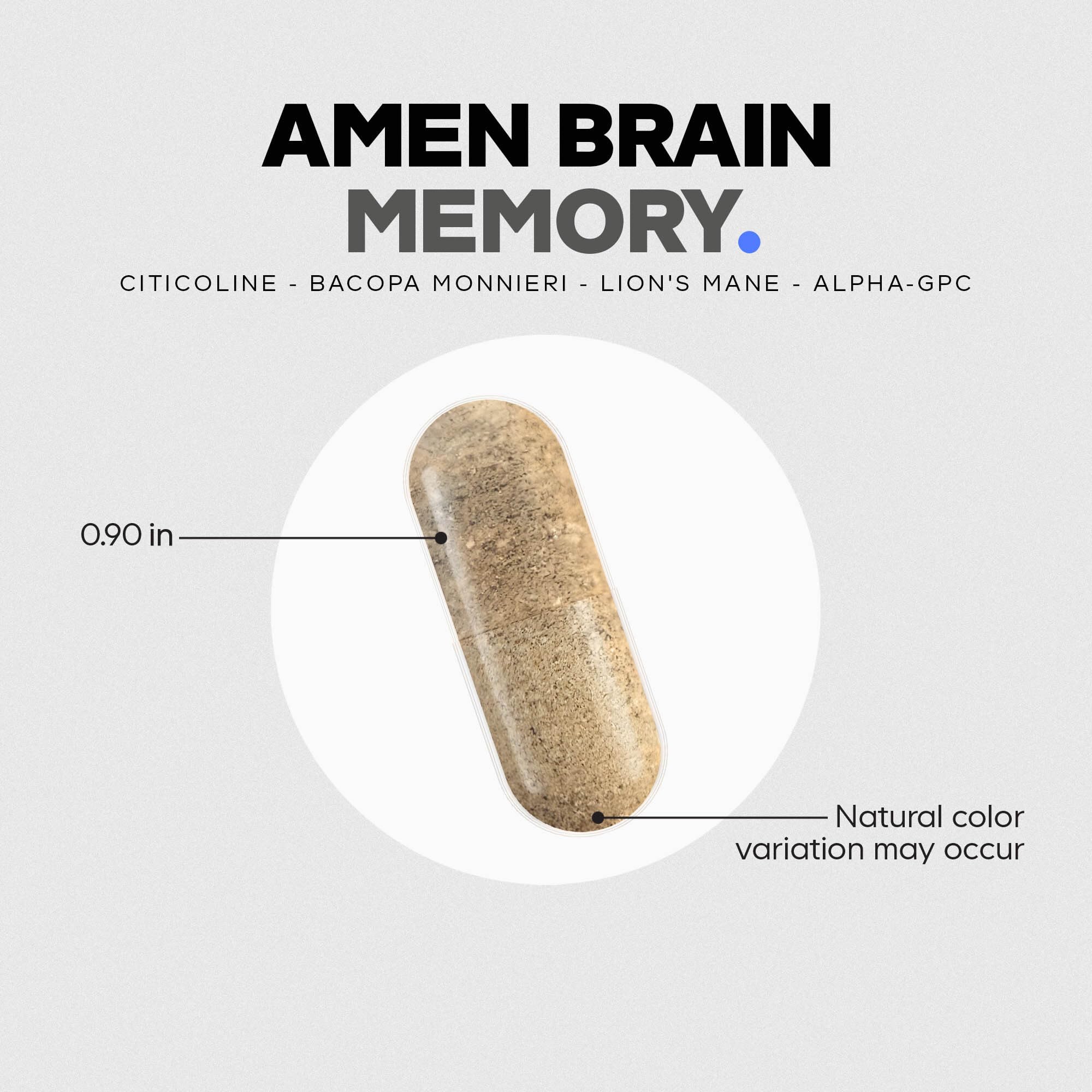 Amen Brain Memory Supplement- Bacopa, Lion’s Mane, Alpha-GPC, Citicoline, Phosphatidylserine, Rhodiola, Ginkgo, BioPerine, Huperzine A - NSF Certified Cognition & Mind Vitamins, Non-GMO - 60 Capsules - Image 8