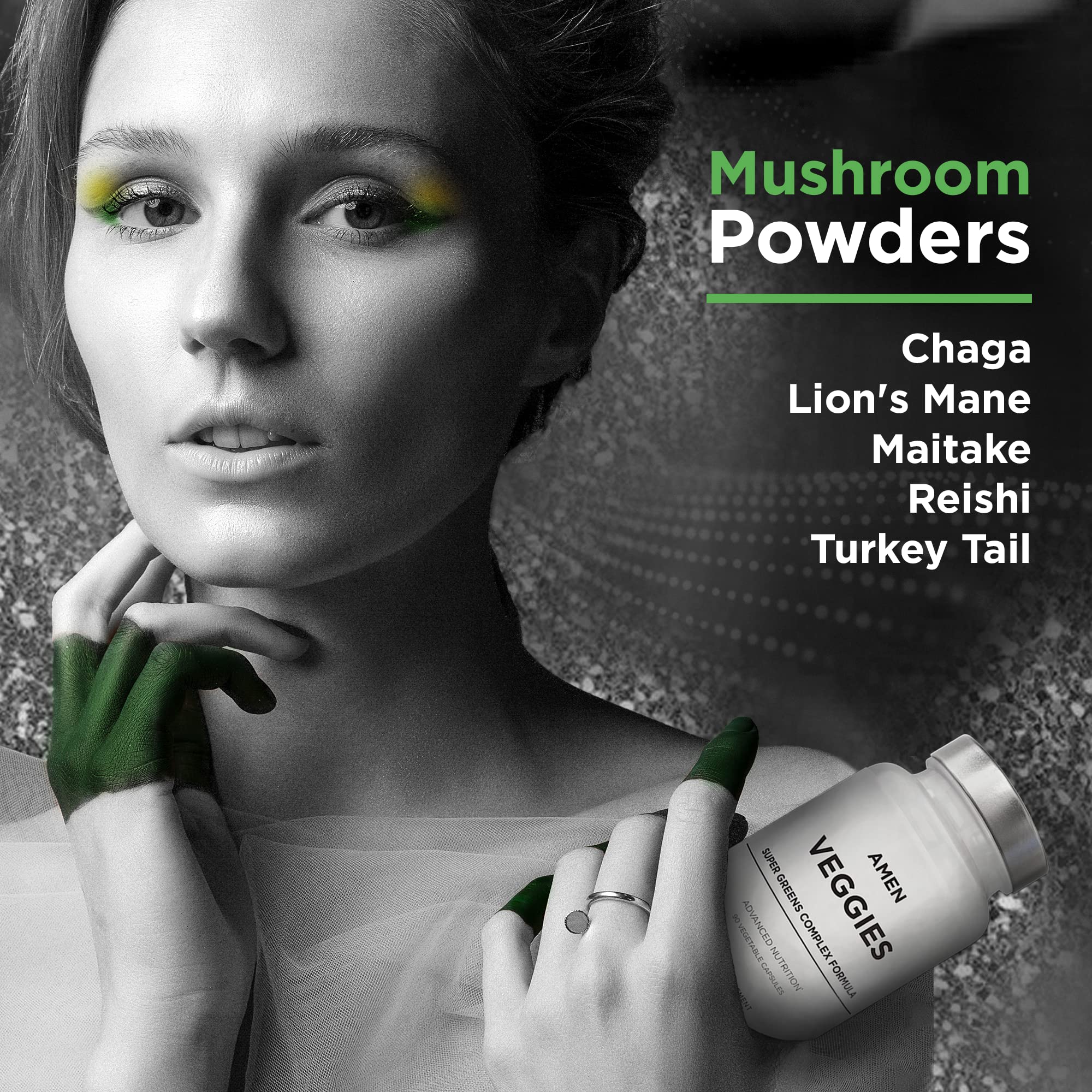 Amen Veggies, Daily Veggies Vitamins Supplement, Vegetables Vegan Blend & Whole-Food Raw Greens Multivitamin Capsules, Mushroom Complex, Superfood, Minerals, Green Vegetable Nutrients, Non-GMO, 90 ct - Image 5