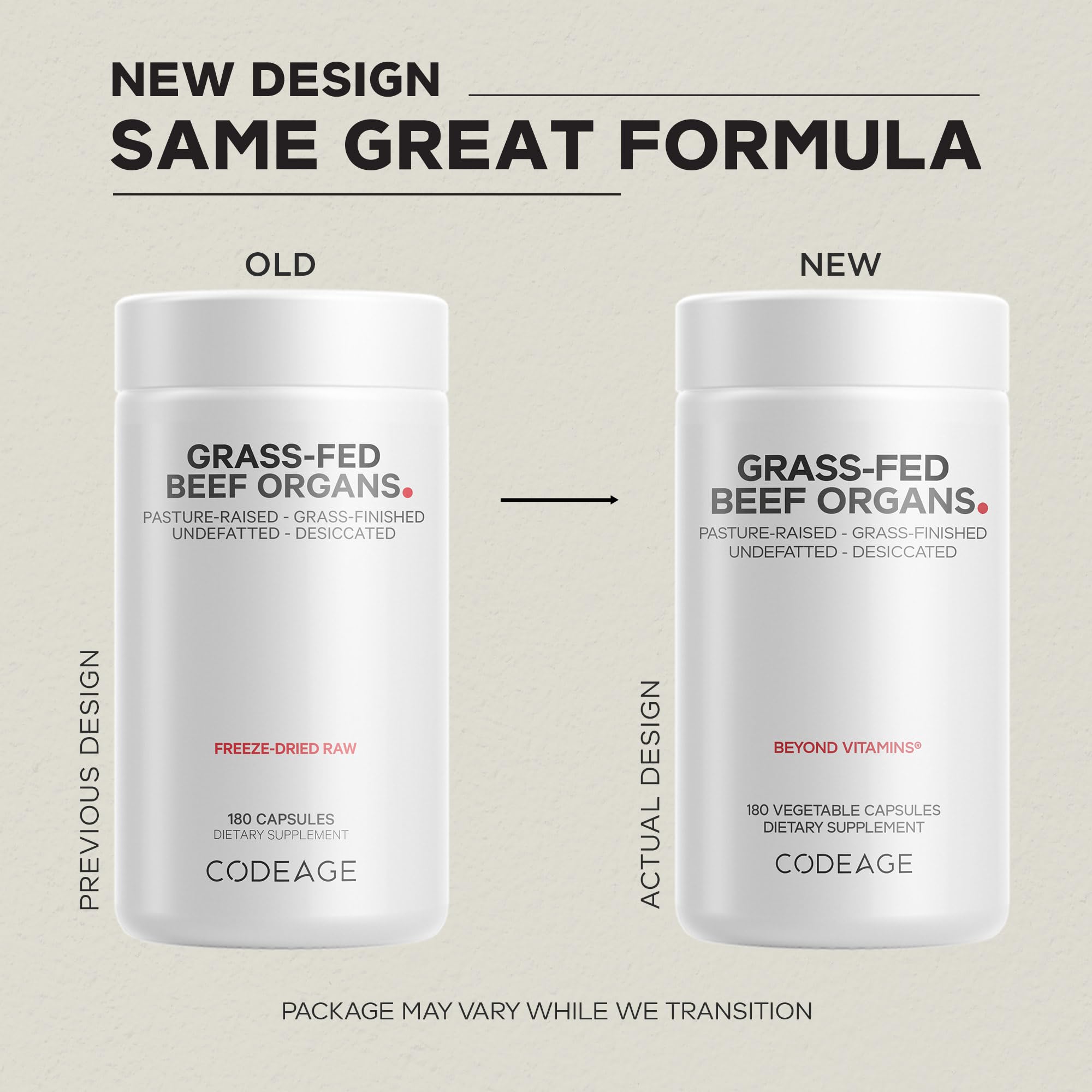 Codeage Grass Fed Beef Organs Supplement – Glandulars Supplements - Freeze Dried, Non-Defatted, Desiccated Liver, Heart, Kidney, Pancreas & Spleen Bovine Pills – Beef Vitamins - Non-GMO -180 Capsules - Image 3