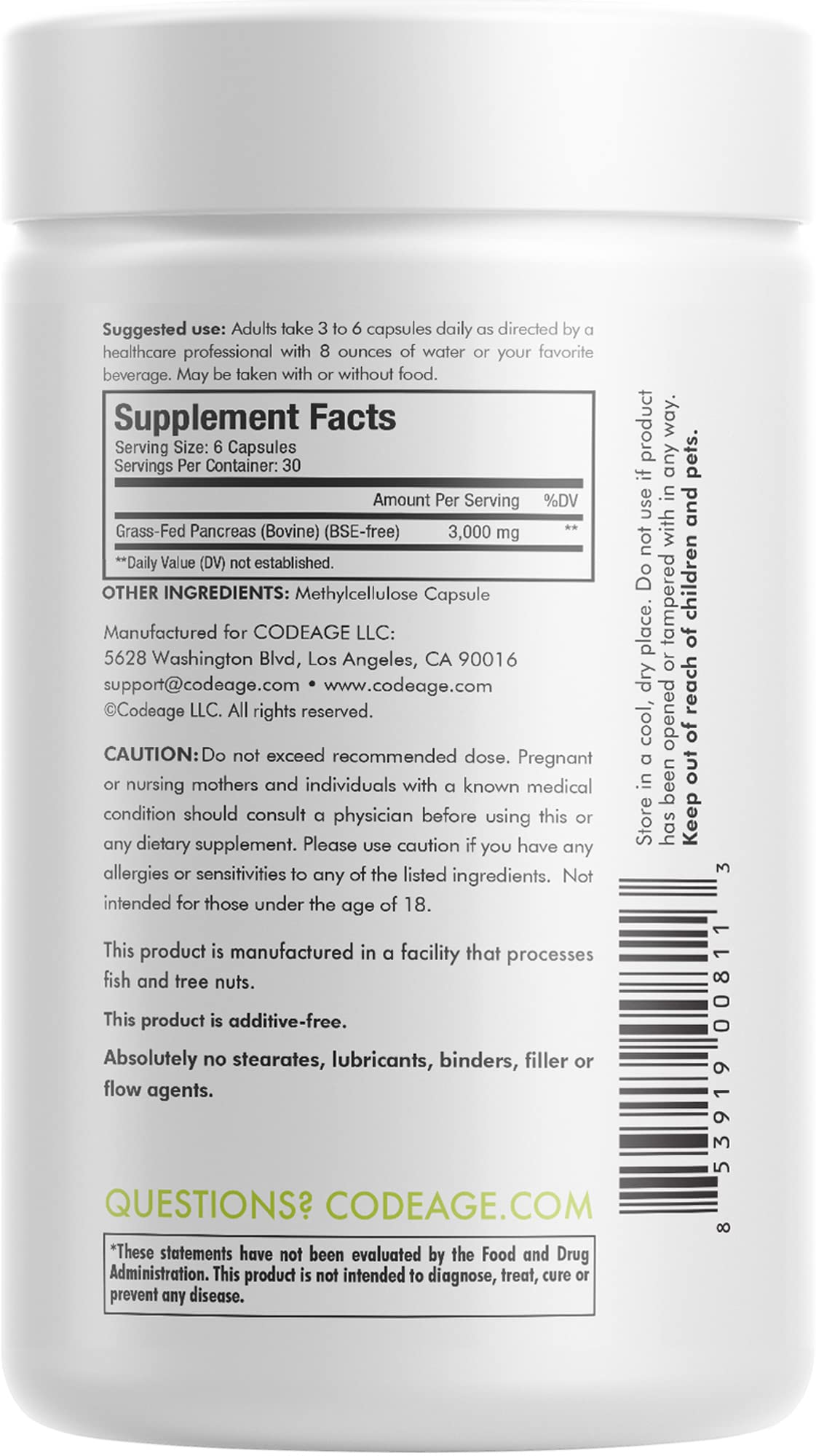 Codeage Grass Fed Beef Pancreas Supplement Glandulars - Freeze Dried, Non-Defatted Desiccated Beef Pancreas Pills – Pancreatic Enzymes Diet Meat - Pasture Raised Bovine Vitamins - 180 Capsules - Image 4
