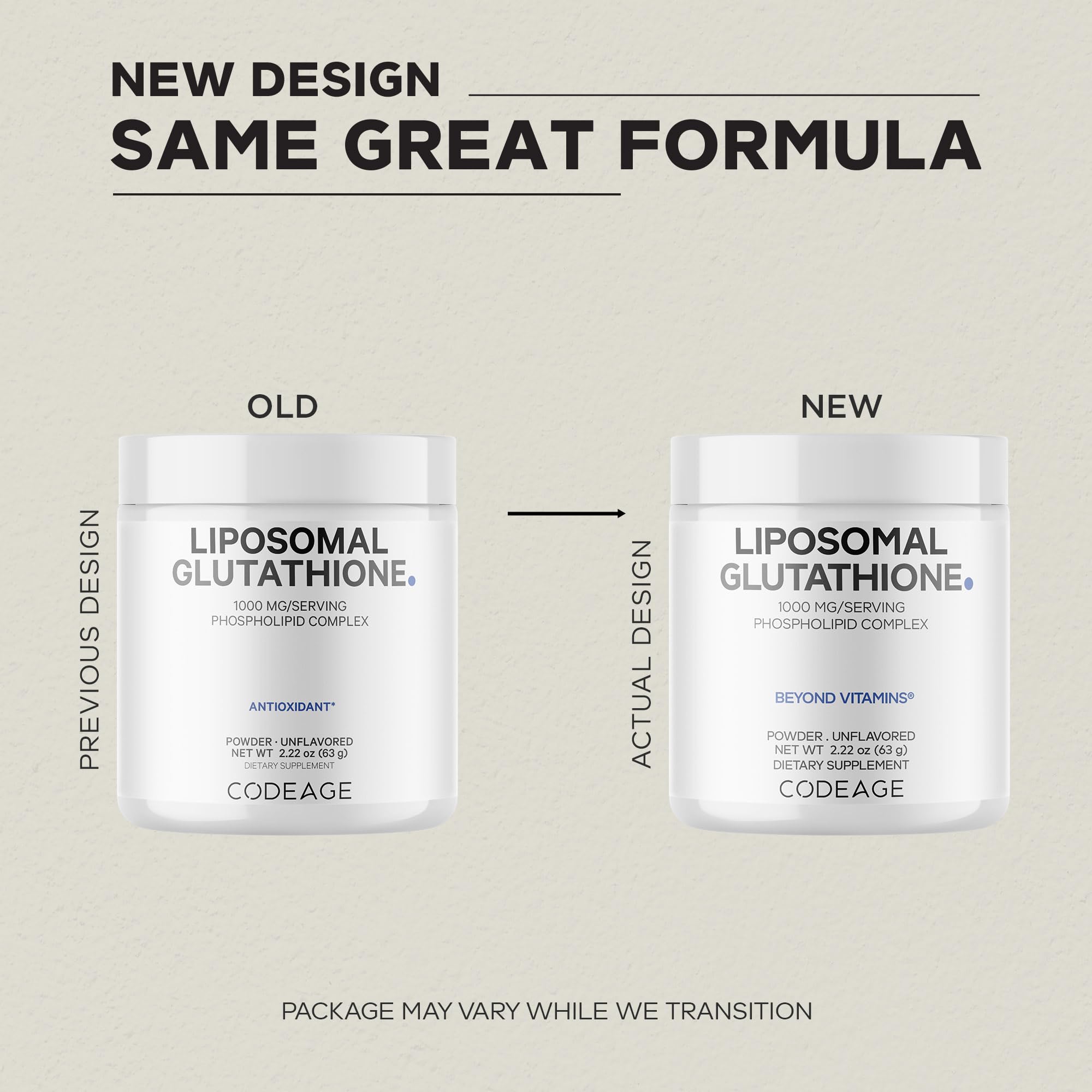 Codeage Liposomal Glutathione Powder - 1,000 mg Vegan Reduced L-Glutathione per Serving, Liposomal Delivery - 2-Month Supply - Unflavored - Phospholipid - Non-GMO Gluten-Free - 2.22 Oz - Image 3