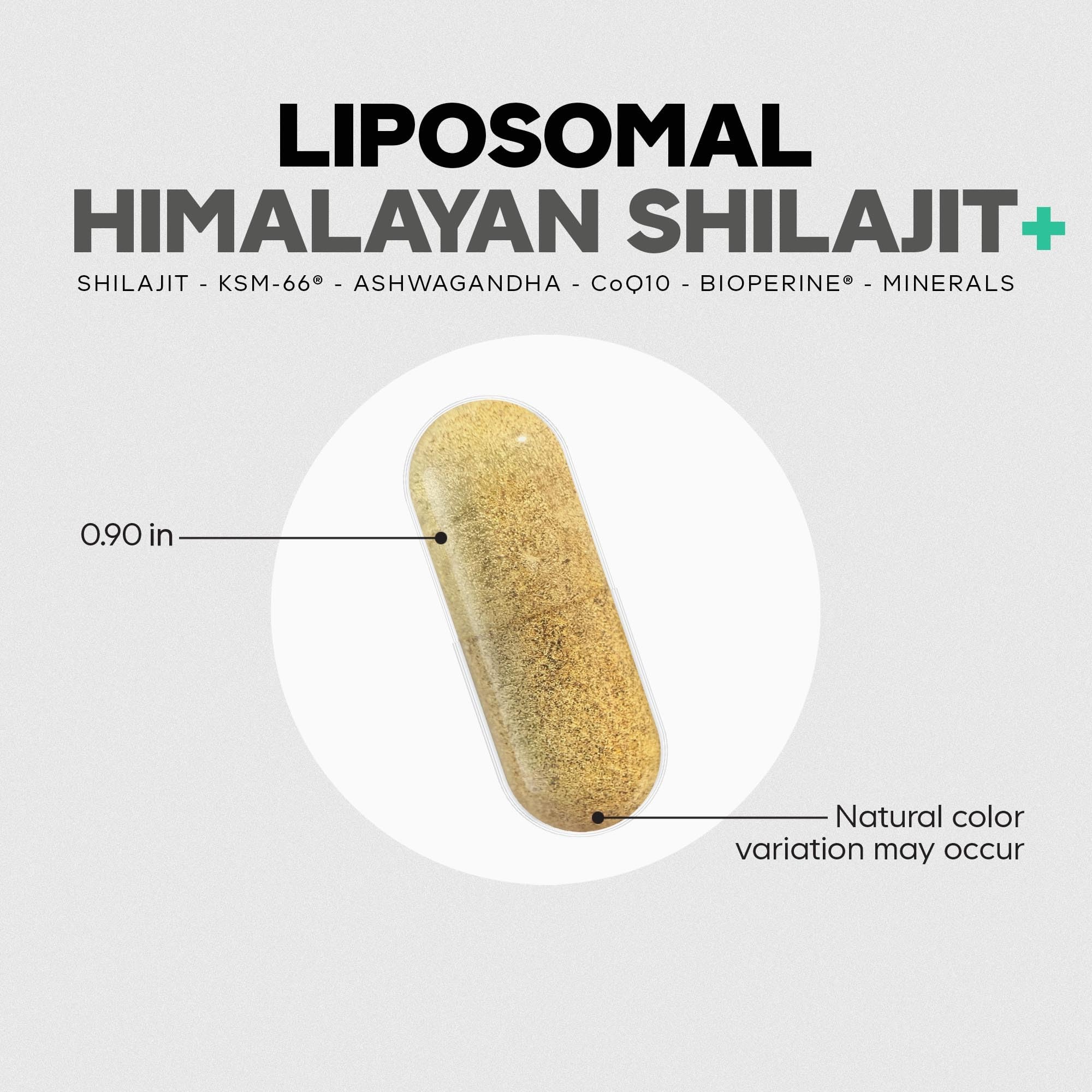Codeage Liposomal Himalayan Shilajit+ Supplement - 500 mg Shilajit, KSM-66 Ashwagandha, CoQ10, Fulvic Ionic Minerals, Calcium, Magnesium, BioPerine - Liposomal Delivery - Non-GMO - 60 Capsules - Image 8