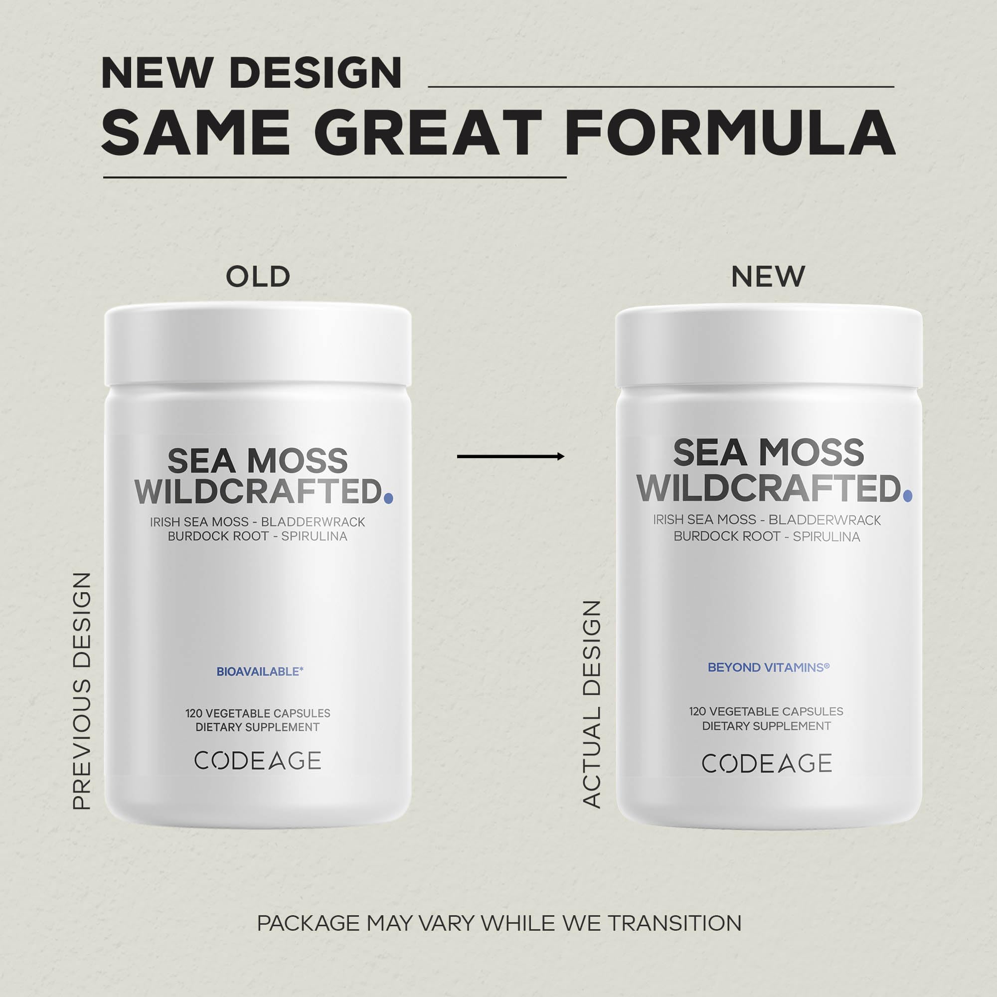 Codeage Raw Wildcrafted Irish Sea Moss Supplement, Spirulina Algae, Bladderwrack Seaweed, Burdock Root, Black Pepper, Vegan, Non-GMO, 120 Capsules - Image 3